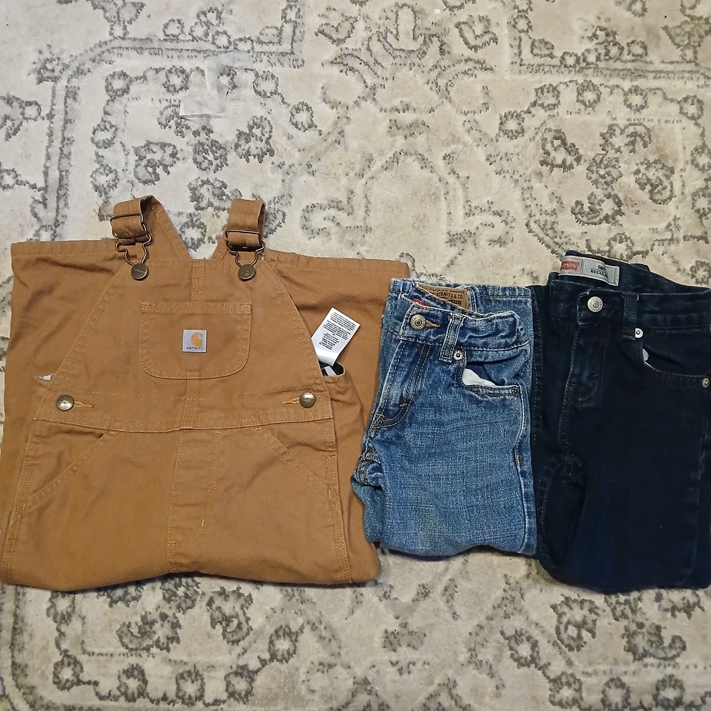 Carhartt Brown Overalls with Denim Jeans - Picture 2 of 10